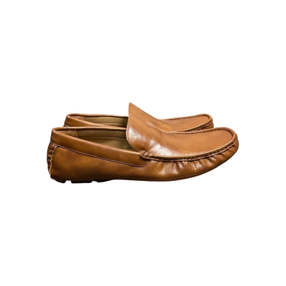 Aldo Mens Brown Leather Perforated Driving Loafers Size 11 Slip On Shoes